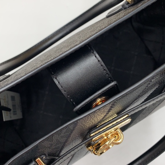 Michael Kors Hamilton Meidum Satchel Shoulder Crossbody Bag Black Multi color - Picture 9 of 16